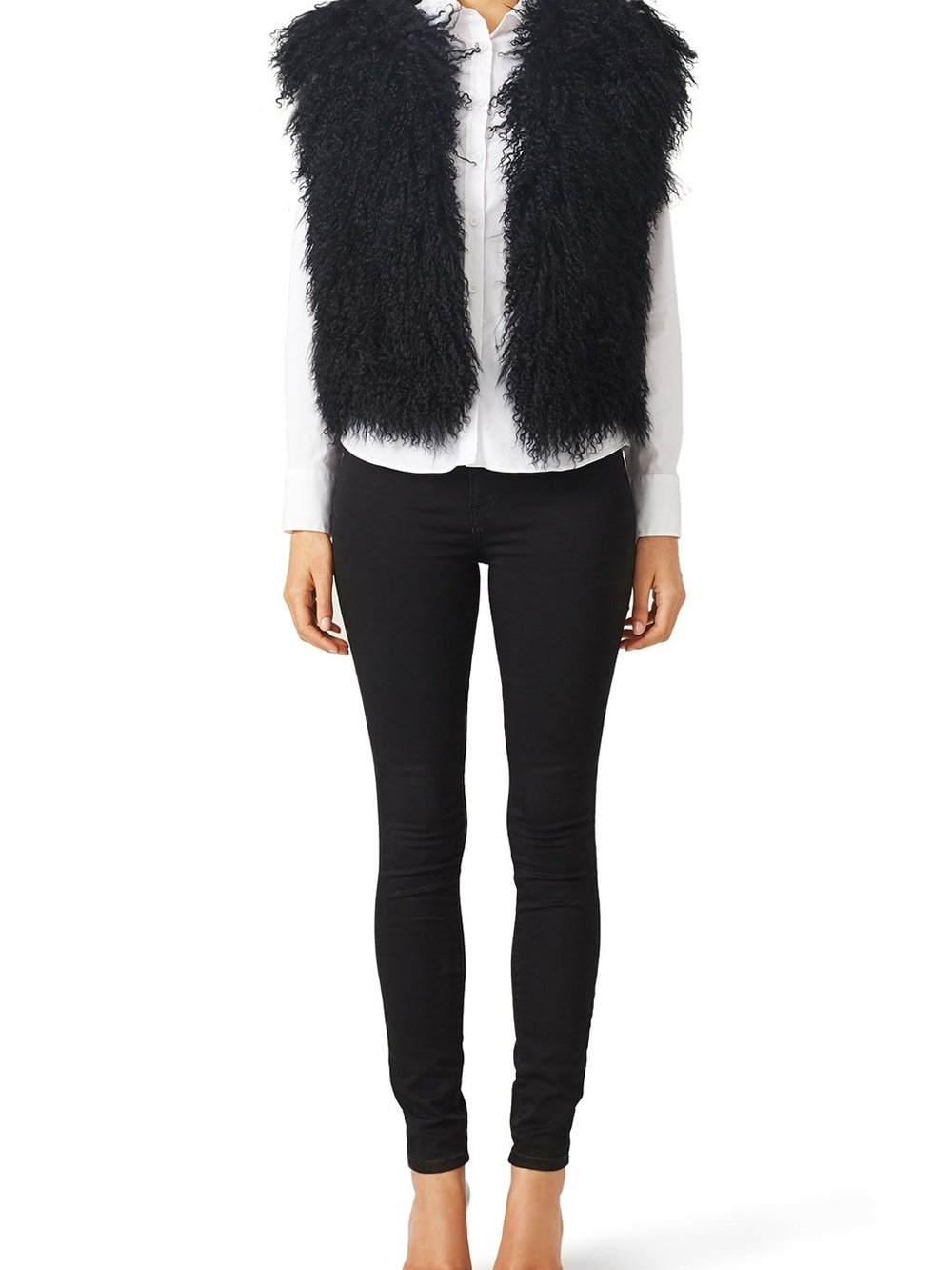 Lafayette 148 New York Black Faux-Fur Vest